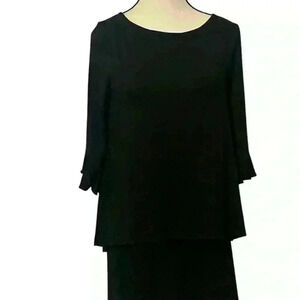 White House Black Market Women’s size Small Black Ruffle Sleeve layered Top